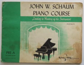 John Schaum, Piano Course, Pre-A, Green Book, 1stEd. 1945, illustrated
