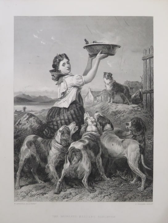 Ansdell, Highland Keeper's Daughter, 1871 Steel Engraving Cousin, Hess 1880s (1 of 5)