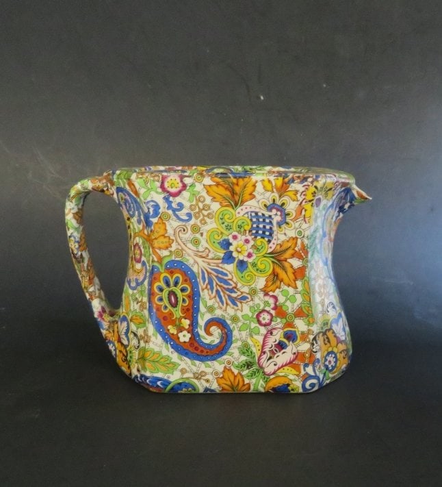 Wade Heath, 1920s Art Deco Paisley Chintz Compacto Teapot, England (1 of 15)