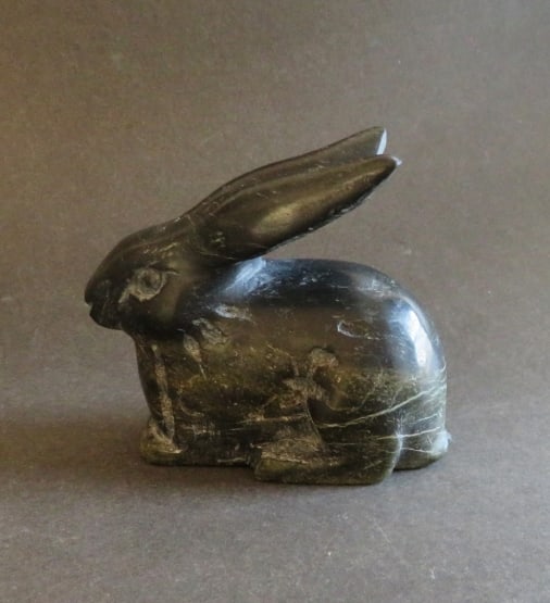 Rabbit, Bunny, Hand Carved Fgurine, Black Stone Sculpture (1 of 8)