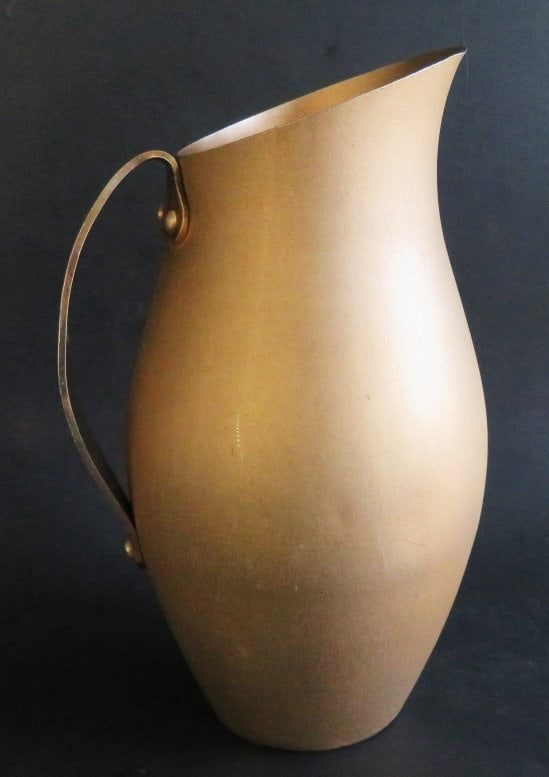 Gold Colored Mirro Aluminum Streamline Pitcher 1950s Mid Century, Art Deco (1 of 7)