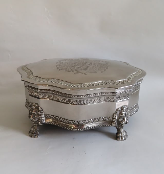Vintage Italian Silverplate Jewelry Trinket Box, Ornate Venetian Style, 1960s (1 of 11)