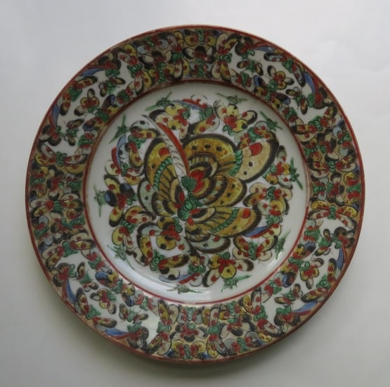 Vintage Chinese Thousand Butterflies Hand Painted Porcelain Plate 1920s (1 of 8)