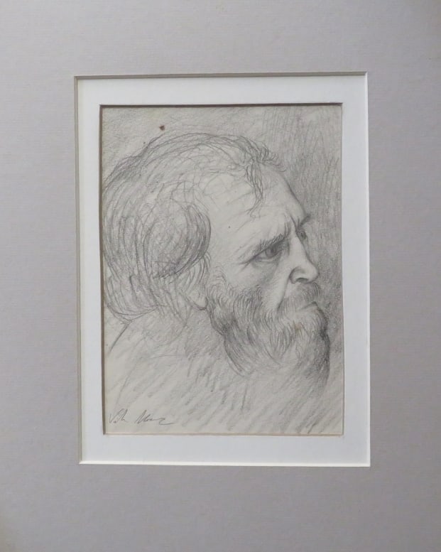 Portrait of Michelangelo, Original Pencil Drawing on Paper, 1970s (1 of 5)