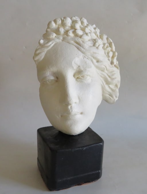 Flora, Cast from the 1700s Original Facade Sculpture, Germany: "Flora" plaster of Paris cast from the survived piece of the original Rococo facade decoration. The mold of this Flora was made in the mid-1980s during the restoration work on the 18th century houses 