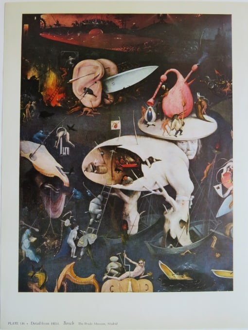 Hieronymus Bosch, Detail from Hell, Litho Art Print 1950s (1 of 6)