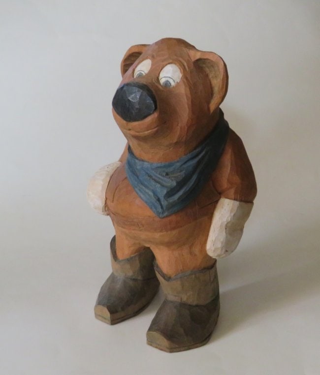 Vintage Hand Carved Solid Wooden Bear, Figurine signed Rose (1 of 10)