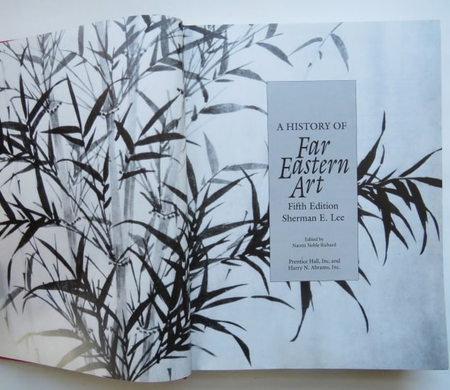 Sherman Lee, History of Far Eastern Art, 1994 Edition, illustrated: "History of Far Eastern Art. Fifth Edition" by Sherman E. Lee, published by Prentice Hall and Harry Abrams, 1994. Hard boards, original red cloth [stain on front board: see photo]; large and heavy boo