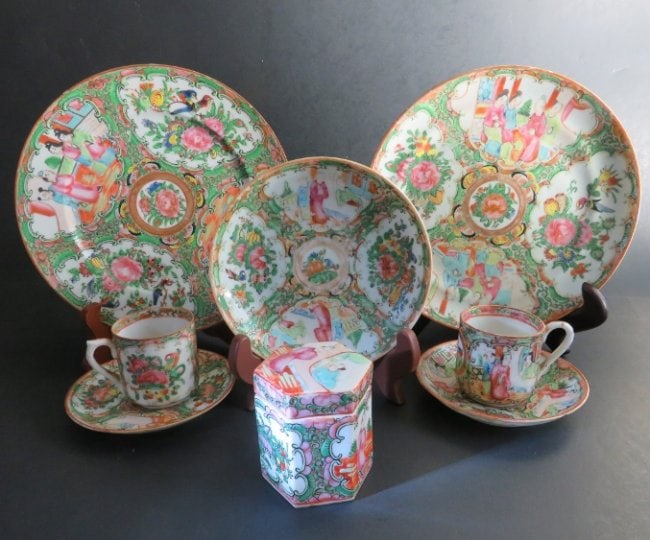 Antique Chinese Tea Set for two Rose Medallion Late Qing Dynasty 1890s (1 of 20)