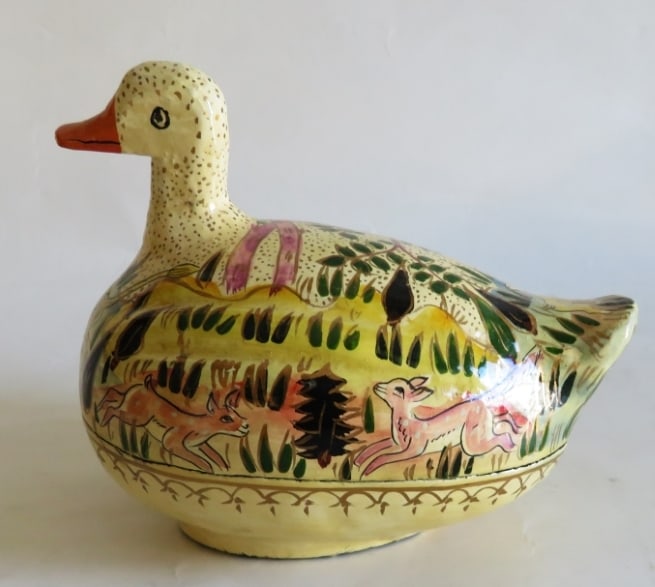 Duck Trinket Box, Lacquered Paper Mache, Kashmir Valley, India 1880s (1 of 13)