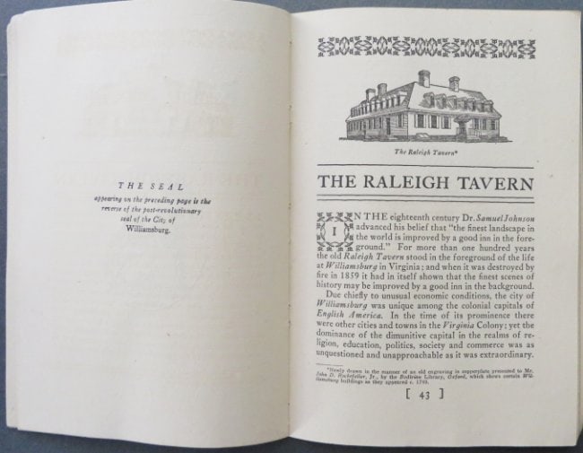 Colonial Williamsburg Handbook 1937, Exhibition Buildings Guide (1 of 11)