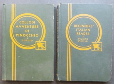 Santelli Beginners Italian Reader, 1925, Collodi Avventure Di Pinocchio 1932, US Ed.