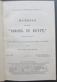 Handel, Sacred Oratorio Israel in Egypt, 1850 Novello Edition, Sheet Music,
