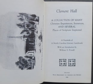 Clement Hall, Collection of Christian Experiences, 1753 Facsimile Ed., 1961