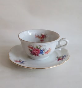 Bareuther Waldsassen Porcelain Demitasse Cup & Saucer, 1946, Germany