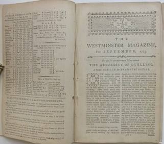 Westminster Magazine Sept. 1773, Comlete with Countess of Albany Engraving