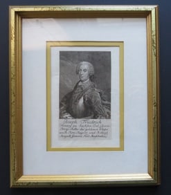 Joseph, Duke of Saxe, General feldmarschall 1750s engraved by Fritzsch Framed