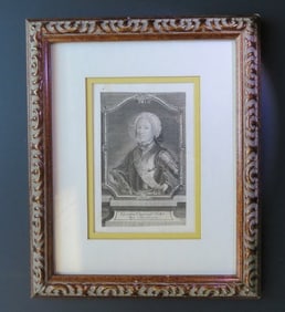 Carlo Emanuele III, King of Sardinia, 1730 Engraving by Busch, Framed