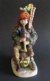 Ernst Bohne Soehne, Poor Musician with Bagpipes Porcelain Figure, Thuringia 1900s