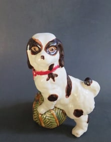 Staffordshire Spaniel Dog Figurine Bookend, Majolica, England 1940s