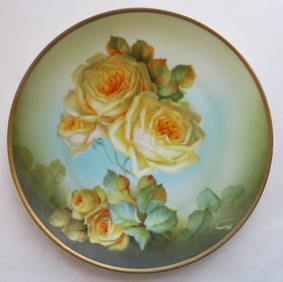 Thomas Sevres Bavaria Hand Painted Roses Cabinet Plate 1908, Germany