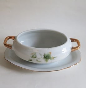 Vintage Porcelain Sauce Container, Small Tureen, 1960s, Royal Crown Mark