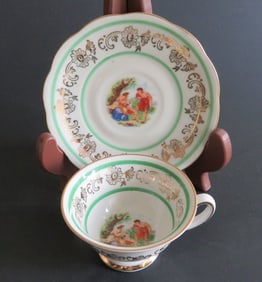 Rococo Style Porcelain Cup & Saucer, Mitterteich Bavaria Germany, 1940s