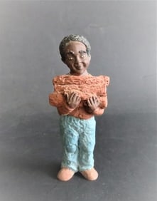Young Boy Carrying Fire Wood, Vintage African American Figurine 1988
