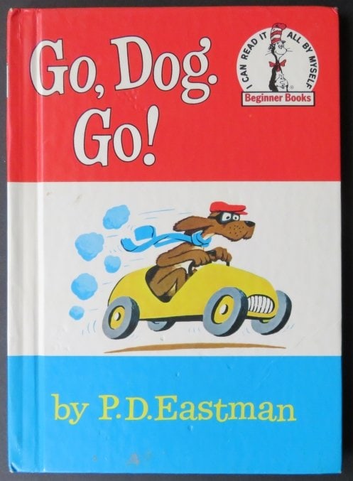 Eastman, Go, Dog Go! 1stEd. 1970s Printing, Beginner Books: "Go, Dog. Go!" written and illustrated by P.D. Eastman, published by Beginner Books A Division of Random House, Copyright 1961, later 1970s printing with isbn#, but without barcode on the back cover. 