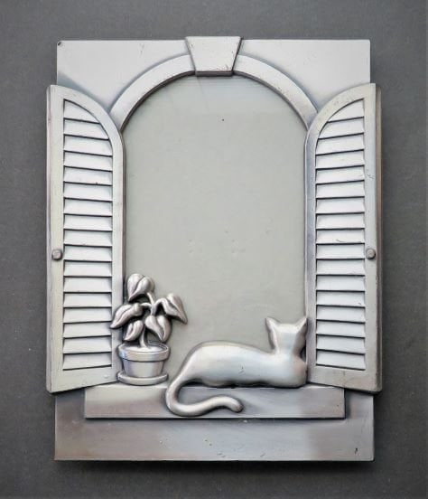 Cat In Window, Metal Glass Art Deco Picture Frame, Vintage Austin Collection (1 of 5)