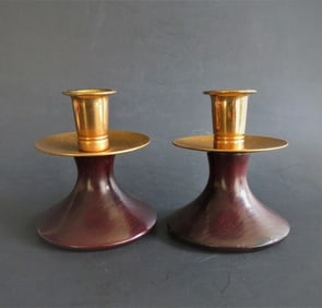 Vintage Set of 2 California Redwood Candle Holder 1970s
