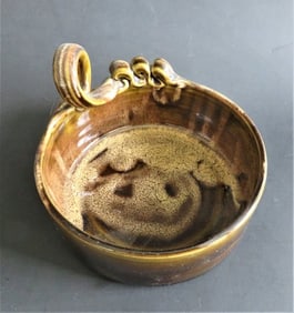 Vintage Ceramic Brie Bowl with recipe, Lis Burrows Pottery 1990s