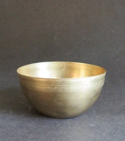 Antique / Vintage Brass Tibetan Buddhist Offering Brass Bowl