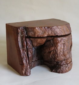 Vintage Hand Carved Burled Wood Jewelry, Trinket Box, 1980s