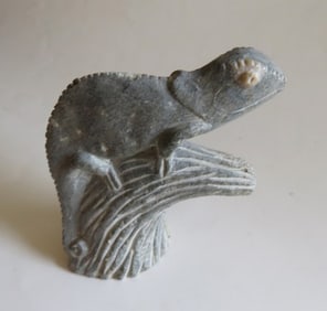 Chameleon Fgurine, Hand Carved Soapstone, Steatite, Africa