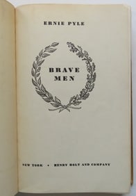 Ernie Pyle, Brave Men, 1944 War Time Book, 1st Edition