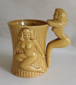 Vintage Novelty Ceramic Mug, Female Nudes, 1960s