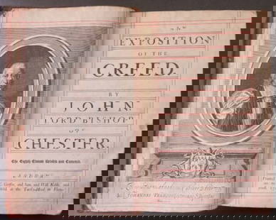 Pearson, Bishop of Chester, Exposition of Creed 1704 Ed., Loggan Engraving: "An Exposition of the Creed" by John, Lord Bishop of Chester. The Eighth Edition Revised and Corrected. LONDON. Printed for C. Griffin and Sam. and Will. Keble, and are to be sold at the Turk's-Head i
