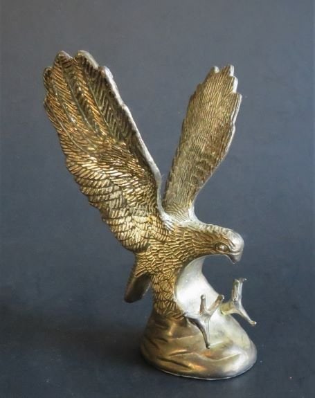 Antique Silvery Metal Flying Eagle Figurine, Sculpture (1 of 8)