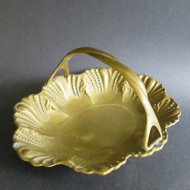 Antique German Gilde Handwerk Art Deco Brass Basket Bowl 1920s (1 of 11)