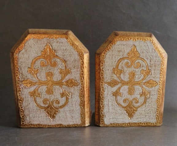Vintage Set, 2 Italian Florentine Bookends, 1950s-1960s (1 of 5)