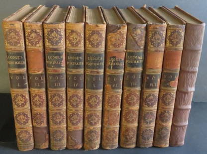 240 Engraved Portraits, 10 Volumes, 1840, British History, Lodge UK Edition: "Portraits of Illustrious Personages of Great Britain: Engraved from Authentic Pictures in the Galleries of the Nobility and the Public Collections of the Country. With Biographical and Historical Mem