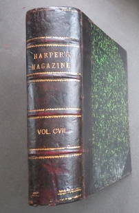 Harper Monthly Magazine, 1st Ed., Vol. 107 June - Nov. 1903, illustrated: "Harper's Monthly Magazine, Volume 107, June To November 1903"; Published by Harper and Brothers, New York, First Edition, illustrated. Hard boards; leather spine with 3 raised bands and gold letterin