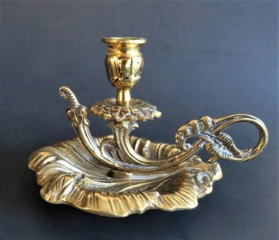 Vintage Art Nouveau Solid Brass Candle Holder 1930s (1 of 5)
