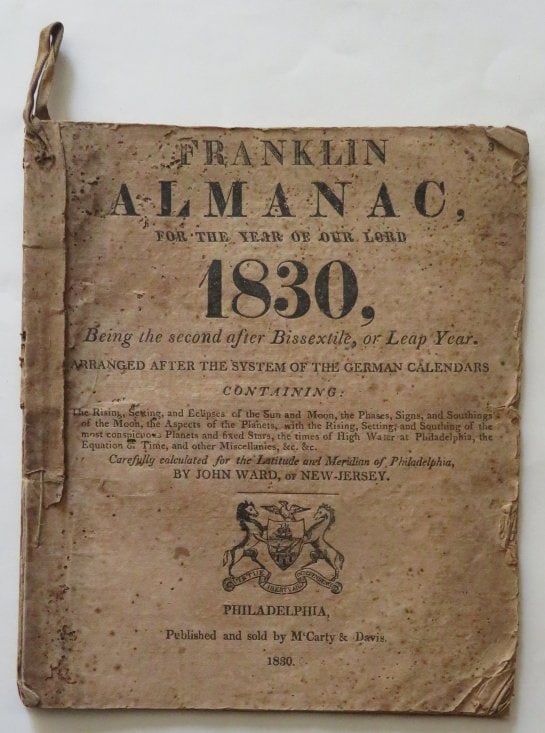 Franklin Almanac 1830 Philadelphia, McCarty & Davis, Essays (1 of 12)
