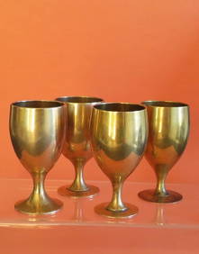 Set of 4 Vintage Brass Mini Goblets (1 of 4)