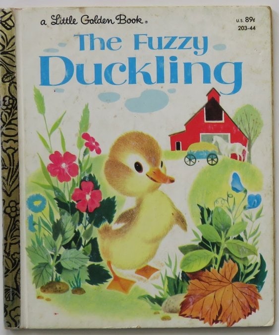 Werner, Fuzzy Duckling 1982, Provensen illustrated, Little Golden Book: "The Fuzzy Duckling" by Jane Werner, pictures by Alice and Martin Provensen, Little Golden Book #203-44, published by Golden Press, Western Publishing Company, Racine, Wisconsin, copyright 1949 & 1977