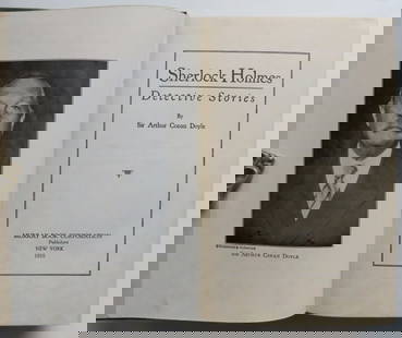 Conan Doyle, Sherlock Holmes Detective Stories 1930, Two Vol. in One: "Sherlock Holmes Detective Stories" by Sir Arthur Conan Doyle published by Murray Book Corporation, New York, for Universal Hearth Library, 1930. Hard boards, green cloth with blind embossed decoratio