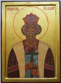Saint Vladimir, Traditional Eastern Orthodox Icon, Painting on Wood