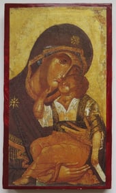 Mother of God, Virgin of Tenderness, Umilenie, Orthodox Icon, Litho on Wood